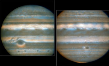 Fałszywe kolory na zdjęciach wykonanych dzięki obserwacjom VLT w lutym i marcu 2016 roku pokazują dwa różne oblicza Jowisza. Bardziej niebieskie obszary są zimne i bezchmurne, pomarańczowe obszary są ciepłe i zachmurzone, bezbarwne jasne regiony są ciepłe i bezchmurne, a ciemne obszary są zimne i zachmurzone. Wzór fali na Pasie Równikowym Północnym przedstawiony jest na pomarańczowo. Pogląd ten został stworzony dzięki zdjęciom VLT/VISIR w podczerwieni wykonanym w lutym 2016 (po lewej) oraz w marcu 2016 (po prawej). Pomarańczowe zdjęcia uzyskano w długości gali 10,7 mikrometrów i podkreślają różne temperatury i obecność amoniaku. Niebieskie zdjęcia uzyskano w długości fali 8,6 mikrometrów i podkreślają różnice w zachmurzeniu.