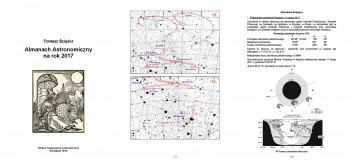 Almanach Astronomiczny na rok 2017 – okładka i przykładowe strony.