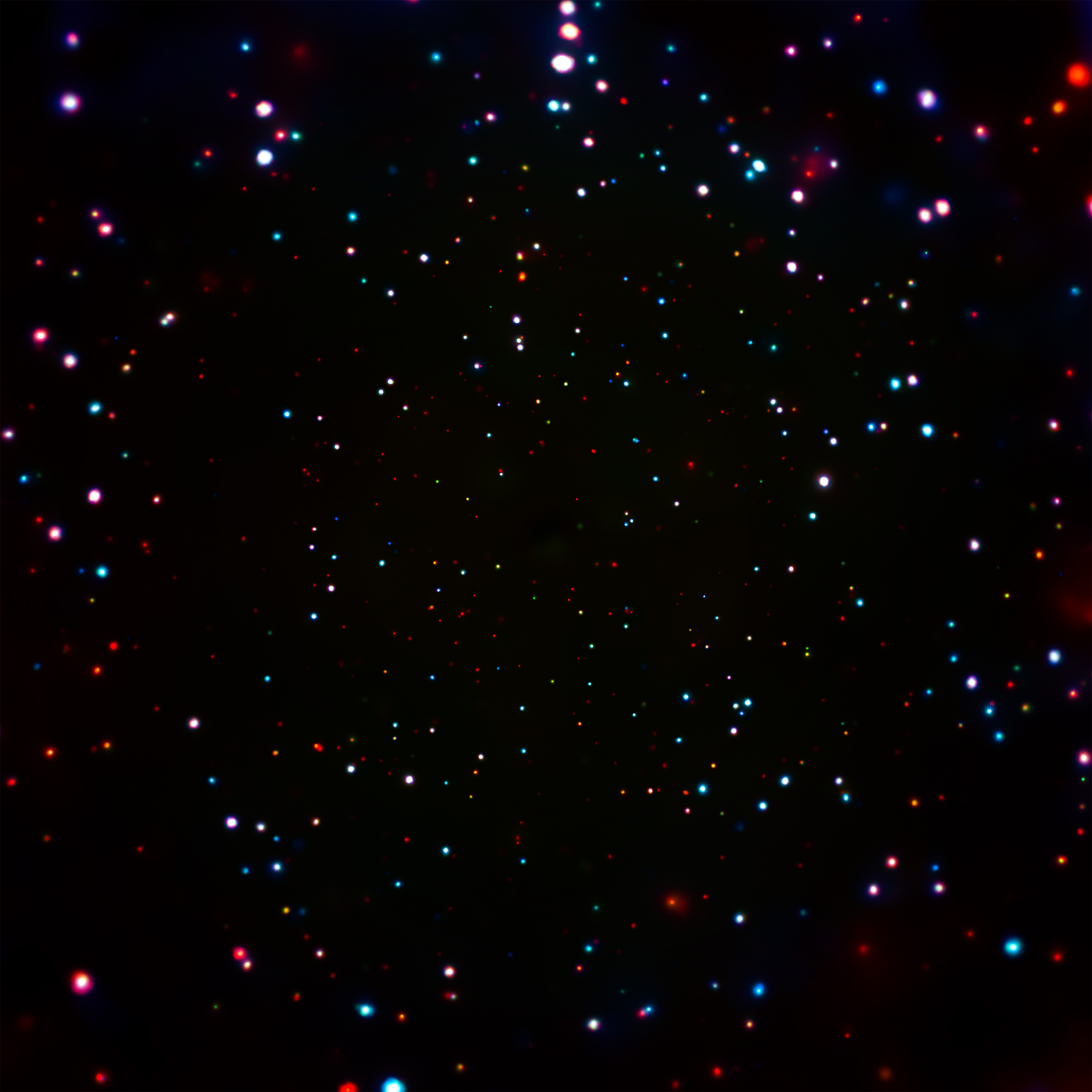 Teleskop Kosmiczny Chandra NASA -najgłębsze zdjęcie rentgenowskie, które kiedykolwiek uzyskano poprzez gromadzenie ponad 7 milionów sekund obserwując pole na przestrzeni 17 lat. 