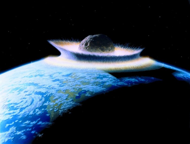 Artystyczna wizja zderzenia planetoidy z młodą Ziemią wg Donalda Davisa