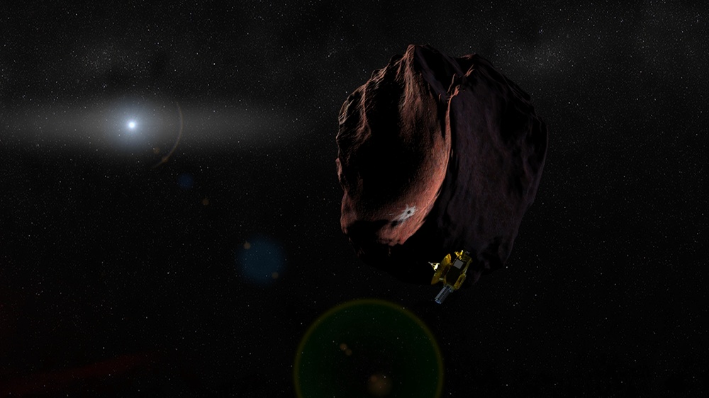 Artystyczna wizja przedstawiająca możliwy wygląd obiektu MU69.