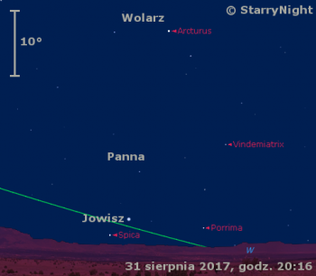 Położenie Jowisza na przełomie sierpnia i września 2017 r.