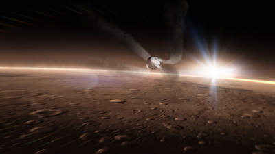 Red Dragon wchodzący w atmosferę Marsa