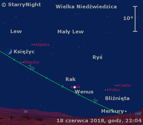 Położenie Wenus i Merkurego w trzecim tygodniu czerwca 2018 r.