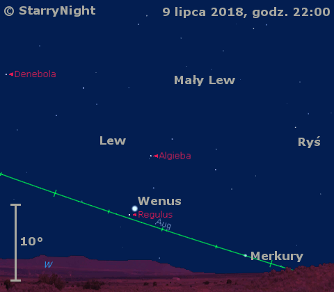 Położenie planet Merkury i Wenus w drugim tygodniu lipca 2018 r.