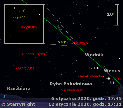 Położenie Wenus i Neptuna w drugim tygodniu stycznia 2020 r.