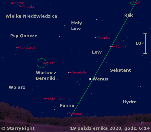 Położenie Wenus w trzecim tygodniu października 2020 r.